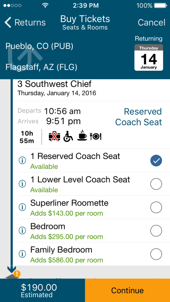 Amtrak pricing